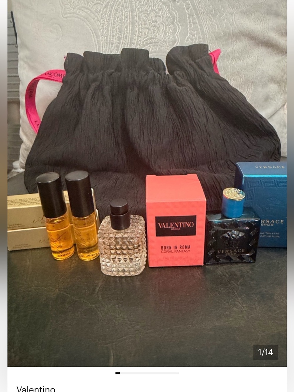 New 5 piece Beauty Set (Valentino, Versace, Billie Eilish and Lancôme bag)